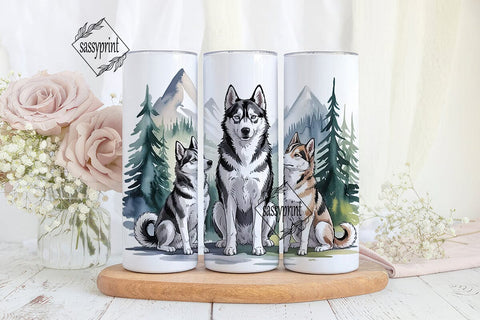 Husky Mountain Scene 20oz Tumbler Wrap Sublimation sassyprint 