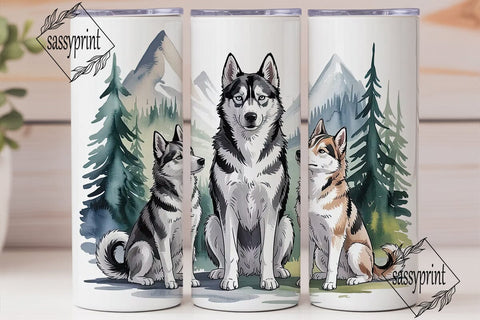Husky Mountain Scene 20oz Tumbler Wrap Sublimation sassyprint 