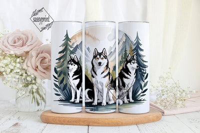 Husky Mountain Scene 20oz Tumbler Wrap Sublimation sassyprint 