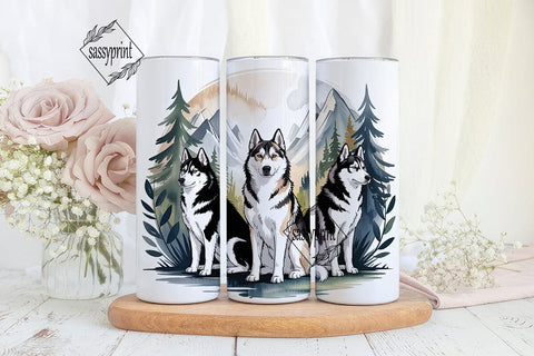 Husky Mountain Scene 20oz Tumbler Wrap Sublimation sassyprint 