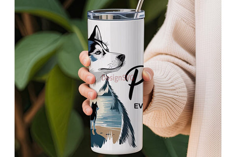 Husky Paws Tumbler Wrap PNG Sublimation DesignSVG 