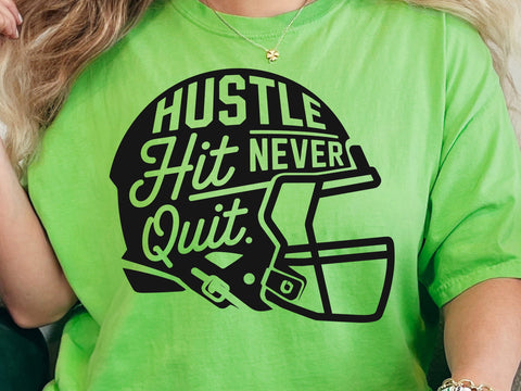 Hustle Hit Never Quit Football Helmet SVG, Cricut Silhouette Files SVG DesignDestine 
