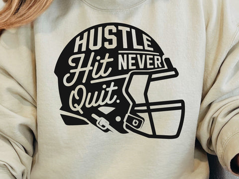 Hustle Hit Never Quit Football Helmet SVG, Cricut Silhouette Files SVG DesignDestine 
