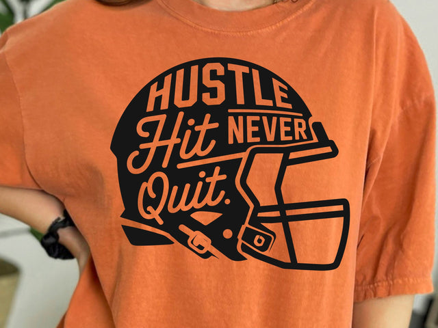 Hustle Hit Never Quit Football Helmet SVG, Cricut Silhouette Files SVG DesignDestine 