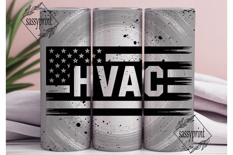 HVAC American Flag 20oz Tumbler Wrap Sublimation sassyprint 
