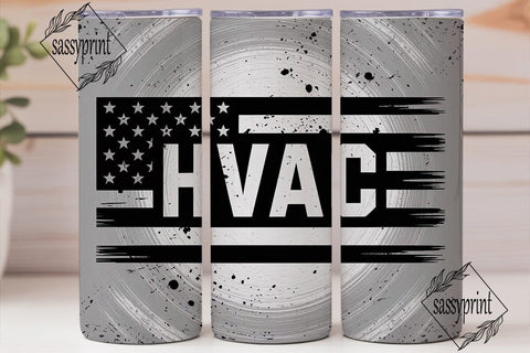 HVAC American Flag 20oz Tumbler Wrap Sublimation sassyprint 