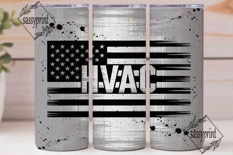 HVAC American Flag 20oz Tumbler Wrap Sublimation sassyprint 
