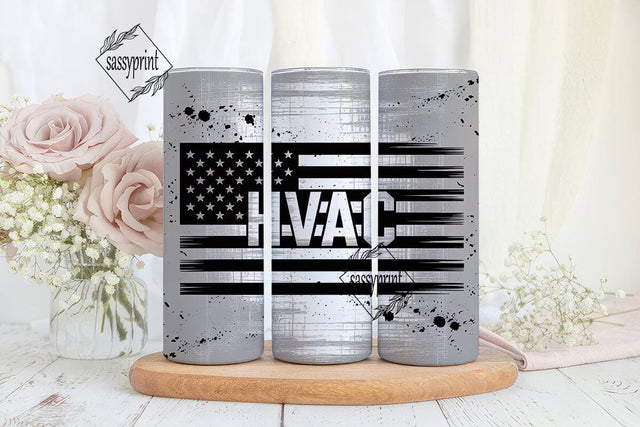 HVAC American Flag 20oz Tumbler Wrap Sublimation sassyprint 