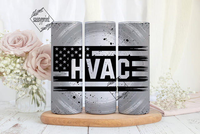 HVAC American Flag 20oz Tumbler Wrap Sublimation sassyprint 