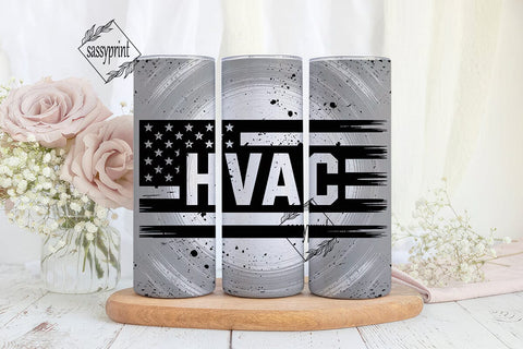 HVAC American Flag 20oz Tumbler Wrap Sublimation sassyprint 