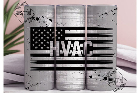 HVAC American Flag 20oz Tumbler Wrap Sublimation sassyprint 