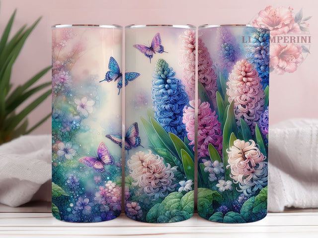 Hyacinth Butterfly 20oz Tumbler Wrap, Butterfly Flowers Design, Seamless Sublimation Tumbler, 20oz Floral Drinkware, Spring Gift for Her, Nature Inspired Tumbler Sublimation Li Zamperini 