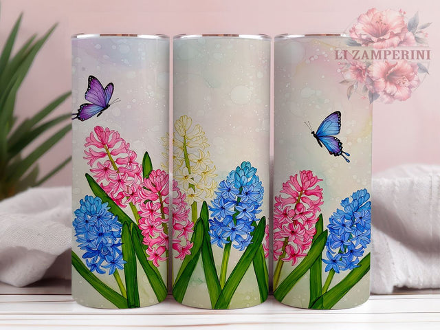 Hyacinth Butterfly 20oz Tumbler Wrap, Butterfly Flowers Design, Seamless Sublimation Tumbler, 20oz Floral Drinkware, Spring Gift for Her, Nature Inspired Tumbler Sublimation Li Zamperini 