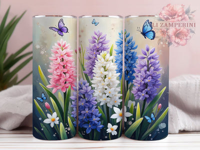 Hyacinth Butterfly 20oz Tumbler Wrap, Butterfly Flowers Design, Seamless Sublimation Tumbler, 20oz Floral Drinkware, Spring Gift for Her, Nature Inspired Tumbler Sublimation Li Zamperini 