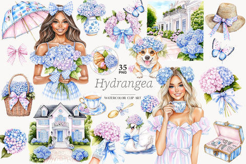 Hydrangea Clipart | Spring Flowers Graphics Bundle SVG GlamArtZhanna 
