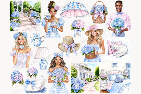 Hydrangea Clipart | Spring Flowers Graphics Bundle SVG GlamArtZhanna 