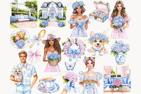 Hydrangea Clipart | Spring Flowers Graphics Bundle SVG GlamArtZhanna 