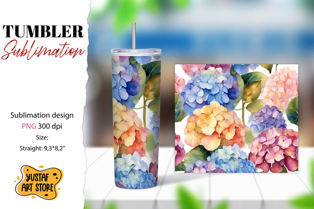 Hydrangea Flowers tumbler sublimation design Sublimation Yustaf Art Store 