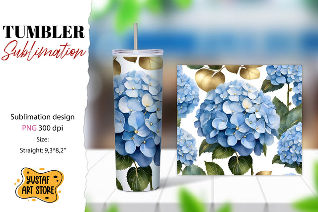 Hydrangea Flowers tumbler sublimation design Sublimation Yustaf Art Store 