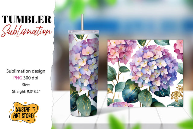 Hydrangea Flowers tumbler sublimation design Sublimation Yustaf Art Store 