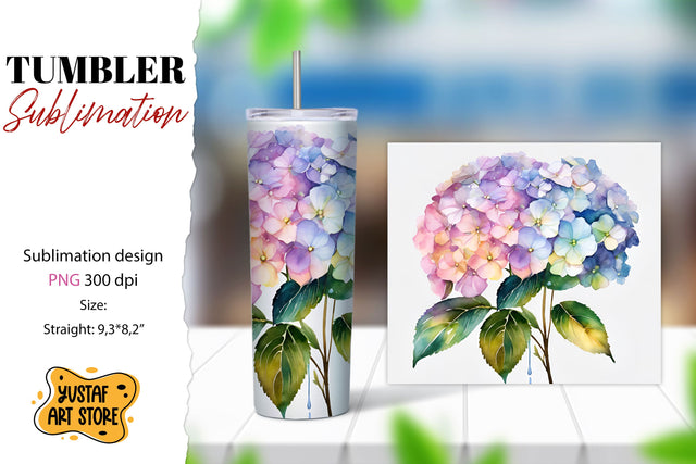 Hydrangea Flowers tumbler sublimation design Sublimation Yustaf Art Store 