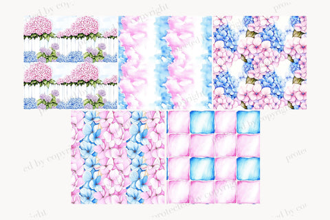 Hydrangea Papers | Spring Seamless Patterns Digital Pattern GlamArtZhanna 