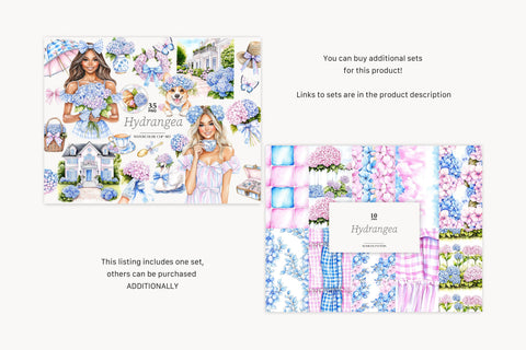 Hydrangea Papers | Spring Seamless Patterns Digital Pattern GlamArtZhanna 