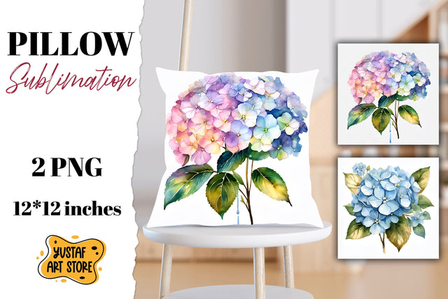 Hydrangea pillow sublimation. 2 flowers pillow sublimation Sublimation Yustaf Art Store 