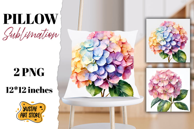 Hydrangea pillow sublimation. 2 flowers pillow sublimation Sublimation Yustaf Art Store 