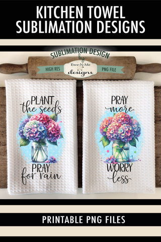 Hydrangeas In Jars - Sublimation Kitchen Dish Towel PNG Design Sublimation Ewe-N-Me Designs 