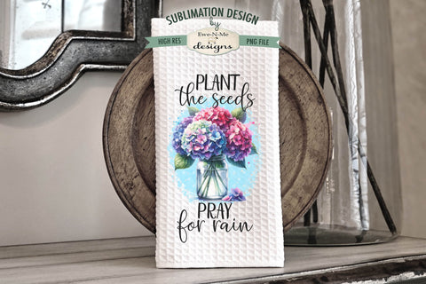 Hydrangeas In Jars - Sublimation Kitchen Dish Towel PNG Design Sublimation Ewe-N-Me Designs 