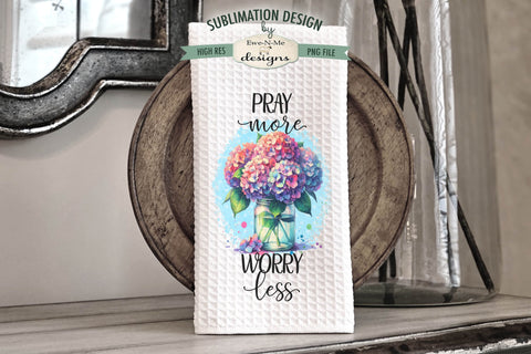 Hydrangeas In Jars - Sublimation Kitchen Dish Towel PNG Design Sublimation Ewe-N-Me Designs 
