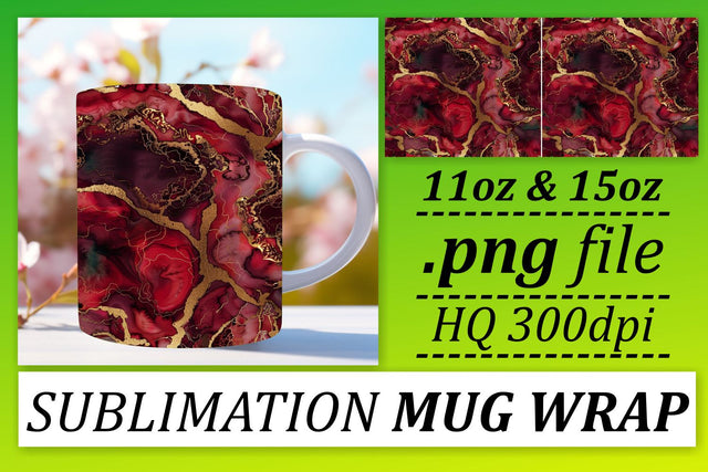 Hypnotic Marble Effect Mug Wrap, Sublimation, 11oz 15oz Sublimation afrosvg 