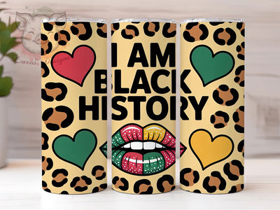 I Am Black History Hearts Tumbler, Hearts Pattern Wrap, African American Pride Cup, 20oz Sublimation Wrap, Cultural Heritage Tumbler, Afrocentric Empowerment Cup, Strong Black Identity Wrap Sublimation Lara' s Designs 
