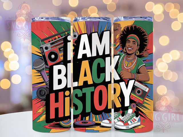 I Am Black History Youth Tumbler, Black History Month Wrap, Juneteenth Freedom Cup, 20oz Sublimation Wrap, African American Pride Tumbler, Cultural Heritage Cup, Empowerment Liberation Wrap Sublimation SvggirlplusArt 