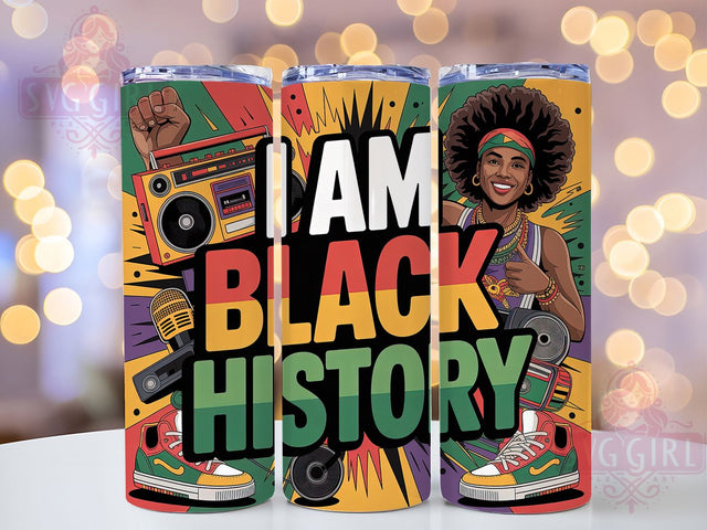 I Am Black History Youth Tumbler, Black History Month Wrap, Juneteenth Freedom Cup, 20oz Sublimation Wrap, African American Pride Tumbler, Cultural Heritage Cup, Empowerment Liberation Wrap Sublimation SvggirlplusArt 
