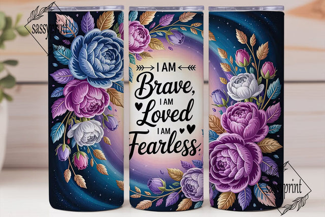 I Am Brave Floral Tumbler Wrap Sublimation sassyprint 