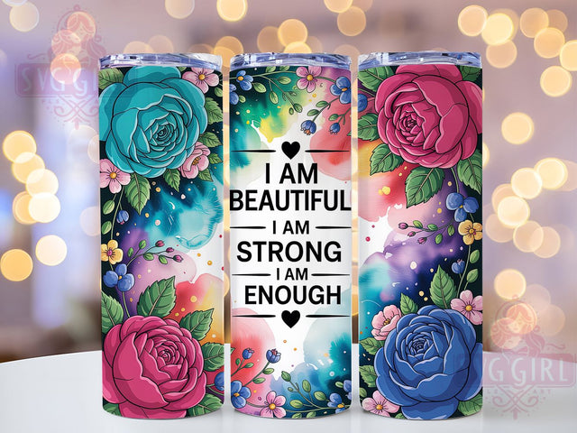 I Am Enough Positive Quote Tumbler, I Am Enough Wrap, 20Oz Tumbler Sublimation, Motivational Quote Drinkware, Self Love Gift Idea, Inspirational Tumbler Design, Confidence Boost Wrap Sublimation SvggirlplusArt 