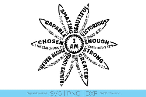 I Am Inspiration svg, a Sunflower svg with Faith and Christian Bible Verse svg SVG SVG Cut File 