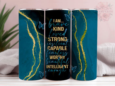 I Am Kind Strong Capable 20oz Tumbler Wrap PNG, Marble Tumber Png, Straight & Tapered Tumbler Wrap, Instant Digital Download Sublimation Li Zamperini 