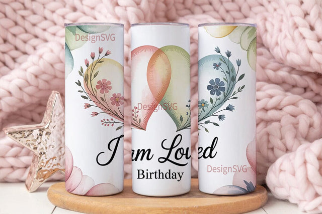 I Am Loved Floral Heart 20oz Tumbler Sublimation DesignSVG 