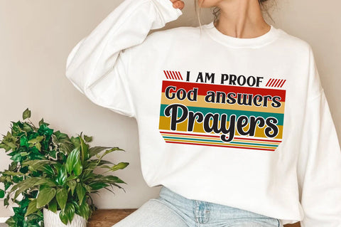 I Am Proof That God Answers Prayers PNG, Retro Wavy Text, Christian Humor, Sublimation Design, Digital Sublimation Jagonath Roy 
