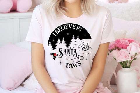 I Believe In Santa Paws Dog Christmas Round SVG, Dog Christmas SVG, SVG Cut File, SVGs, Food & Drink, Print & Cut, Quotes and Sayings SVG DesignPlante 503 