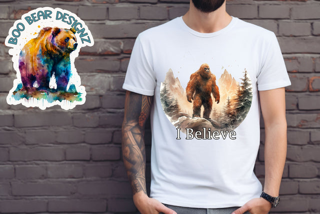 I believe in Sasquatch Sublimation design Sublimation Boo Bear Designz 