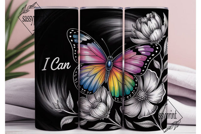 I Can Butterfly 20oz Tumbler Wrap Sublimation sassyprint 