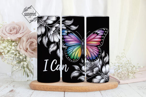 I Can Butterfly 20oz Tumbler Wrap Sublimation sassyprint 