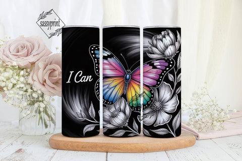 I Can Butterfly 20oz Tumbler Wrap Sublimation sassyprint 