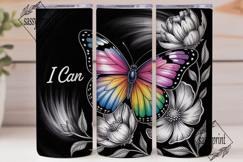 I Can Butterfly 20oz Tumbler Wrap Sublimation sassyprint 