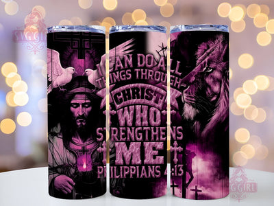 I Can Do All Things Through Christ 20oz Tumbler Wrap Sublimation Design, Lion Of Judah Tumbler Wrap, Instant Digital Download Sublimation SvggirlplusArt 