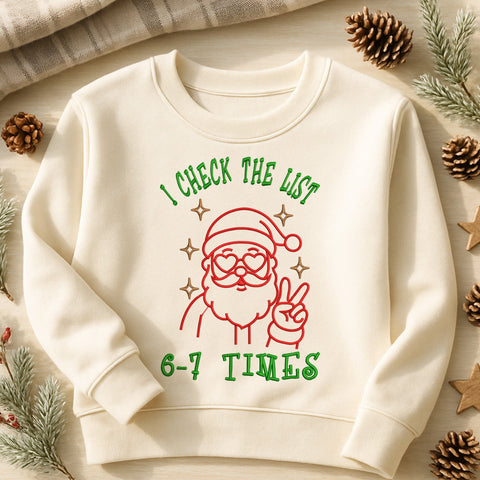 I Check the List 6–7 Times Embroidery Design, Cute Santa Peace Sign Christmas Embroidery Pattern, Christmas Meme Machine Embroidery File Embroidery/Applique DESIGNS HappyDesignStudio 